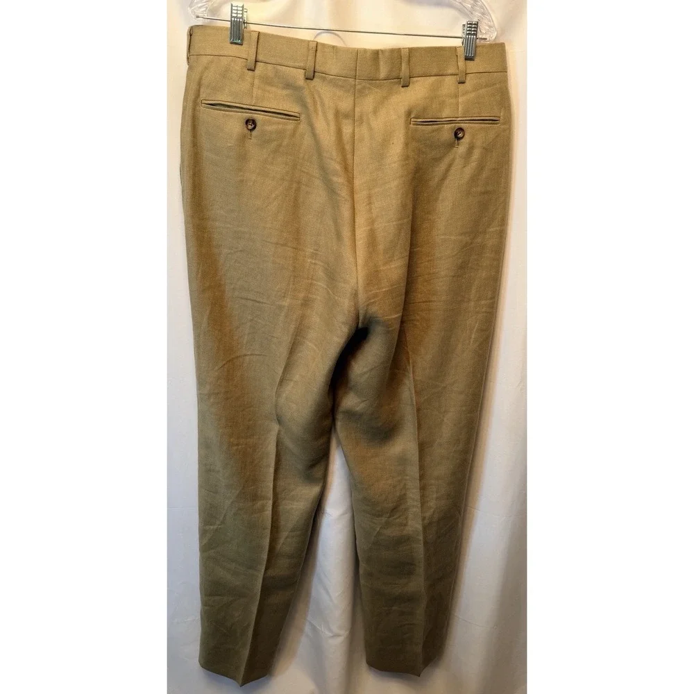 Brooks Brothers 1818 Size 36x32 100% Linen Madison Pants Olive Green Straight